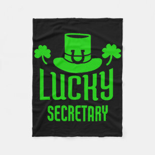 Lucky Secretary Funny St Patricks Day Secretary Fleece Blanket