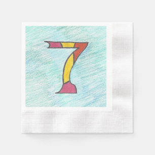 Lucky Seven on Cool Blues Set of Napkins