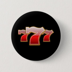 Lucky Seven - Red Sevens on Black Background 6 Cm Round Badge