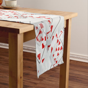 Lucky Sevens Diamonds And Hearts Poker Cards, Short Table Runner