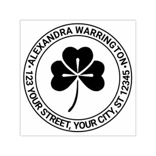 Lucky Shamrock #4 Name Return Address Self-inking Stamp
