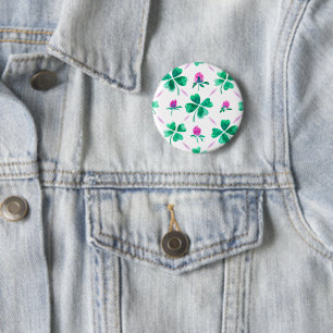 Lucky shamrock 6 cm round badge