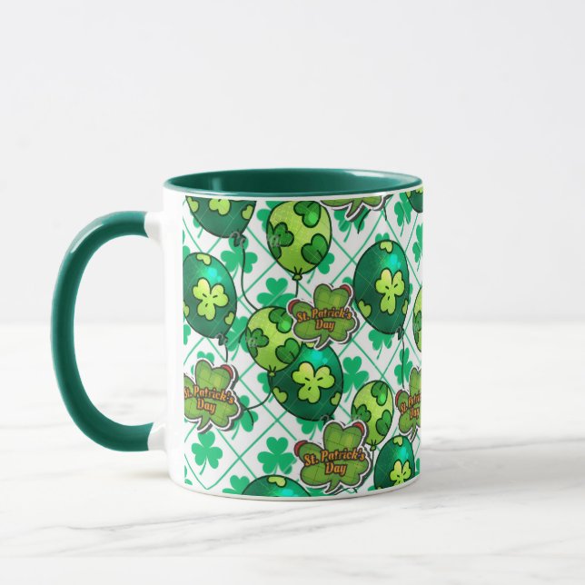 Lucky Shamrock Balloon St. Patrick’s Day Design 🍀 Mug (Left)
