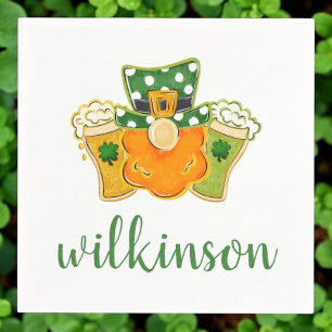 Lucky Shamrock Beers Leprechaun St Patrick's Name Napkin