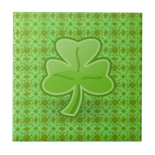 Lucky Shamrock Ceramic Tile (Front)