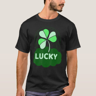 Lucky Shamrock Cloud Rainbow Funny Irish St Patric T-Shirt