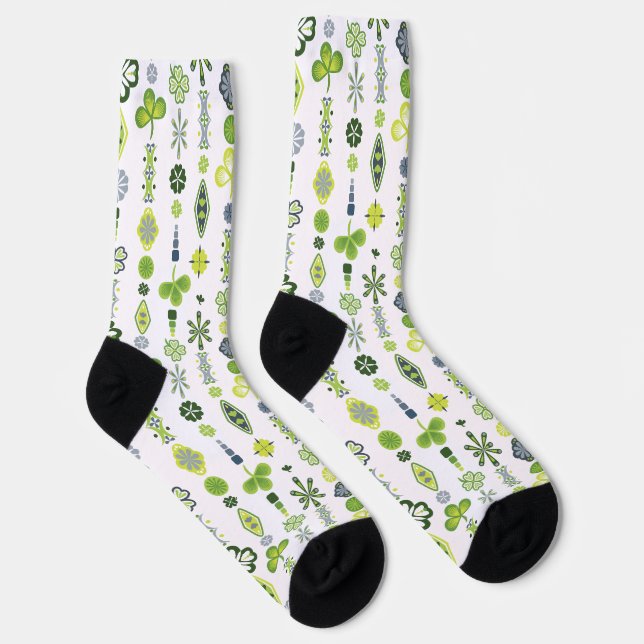 Lucky Shamrock Clover Floral Minimalist Socks (Right)