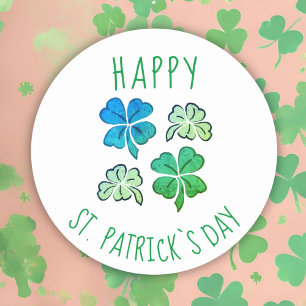 Lucky Shamrock Clover Happy St. Patrick`s day Classic Round Sticker