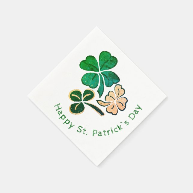 Lucky Shamrock Clover Happy St. Patrick`s day Napkin (Corner)