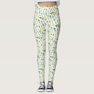 Lucky Shamrock Clover Minimal Modern Striped Leggings