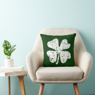 Lucky shamrock clover St Patricks Day throw pillow