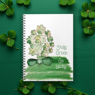 Lucky Shamrock Clover Watercolor Notebook