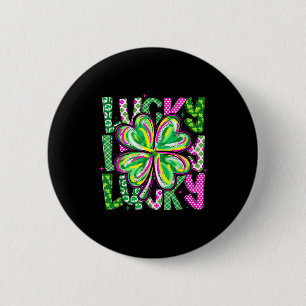 Lucky shamrock coquette bow st patricks day women 6 cm round badge