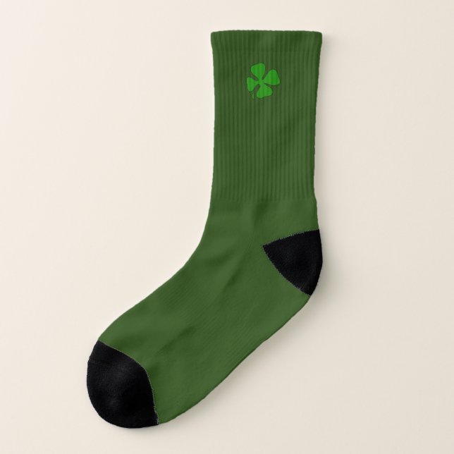 Lucky Shamrock Dark Green Small Socks (Left Outside)