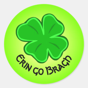 Lucky Shamrock Erin Go Bragh Curved Text Classic Round Sticker