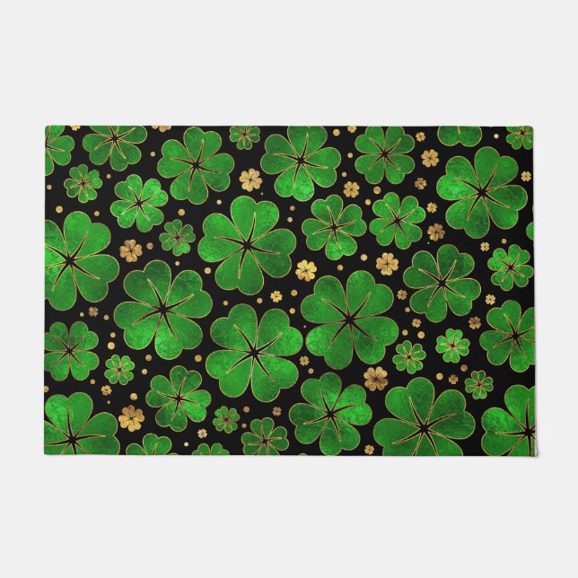 Lucky Shamrock Four-leaf Clover Pattern Doormat (Front)