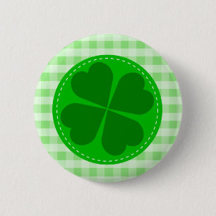 Lucky Shamrock Green Chequered 6 Cm Round Badge