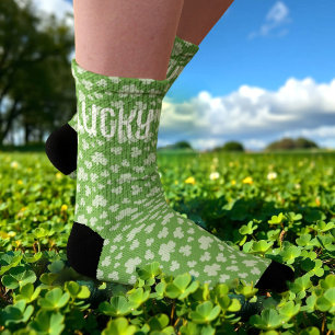Lucky Shamrock Green Personalised Mens Socks