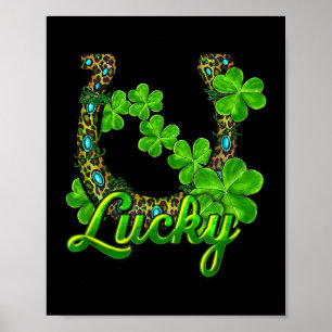 Lucky Shamrock Horseshoe Funny Horse St Patricks D Poster