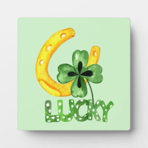 Lucky Shamrock & Horseshoe Plaque