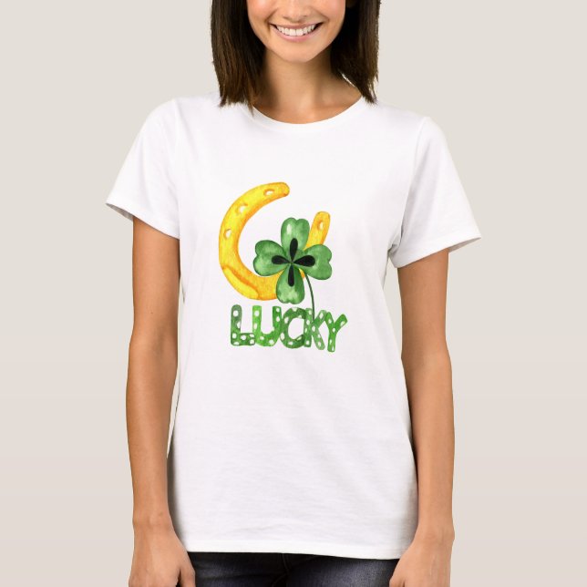 Lucky Shamrock & Horseshoe T-Shirt (Front)