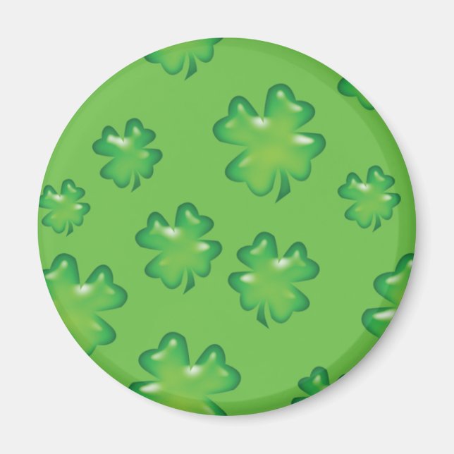lucky shamrock Irish four-leaf clover St. Patrick Magnet (Front)