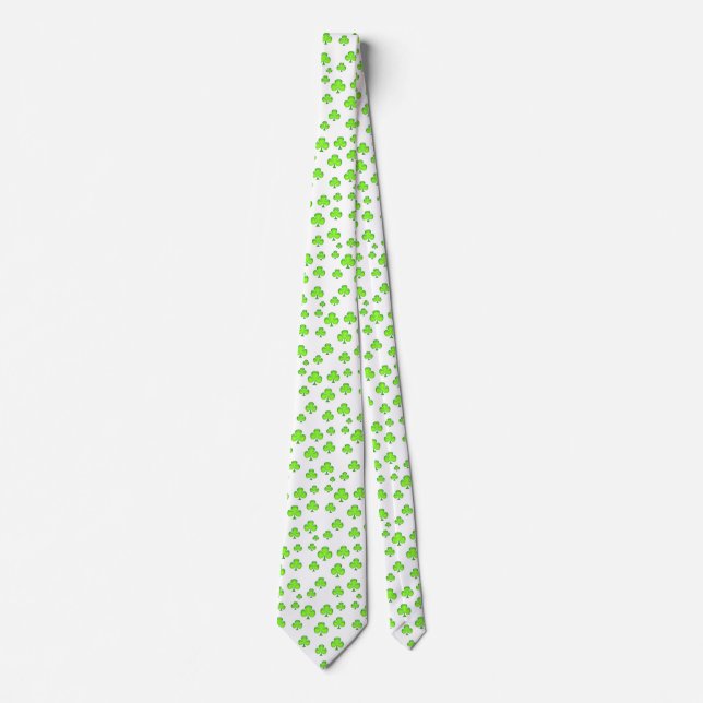 lucky shamrock Irish four-leaf clover St. Patrick Tie (Front)