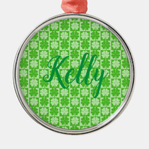 Lucky Shamrock, Kelly, Personalise Metal Ornament