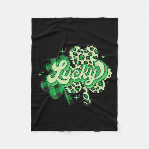 Lucky Shamrock Leopard,checkered Patricks Day Funn Fleece Blanket