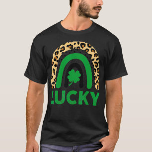 Lucky Shamrock Leopard Print Rainbow St Patrick's T-Shirt