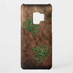 Lucky shamrock on natural leather Case-Mate samsung galaxy s9 case