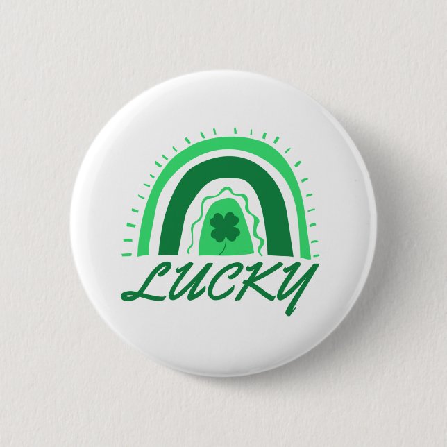 Lucky Shamrock Rainbow 6 Cm Round Badge (Front)