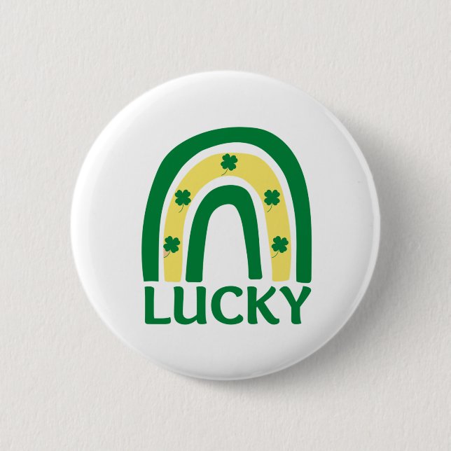 Lucky Shamrock Rainbow St Patricks 6 Cm Round Badge (Front)