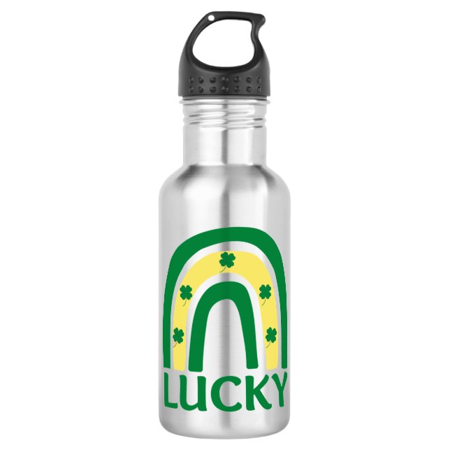 Lucky Shamrock Rainbow St Patricks 710 Ml Water Bottle (Front)