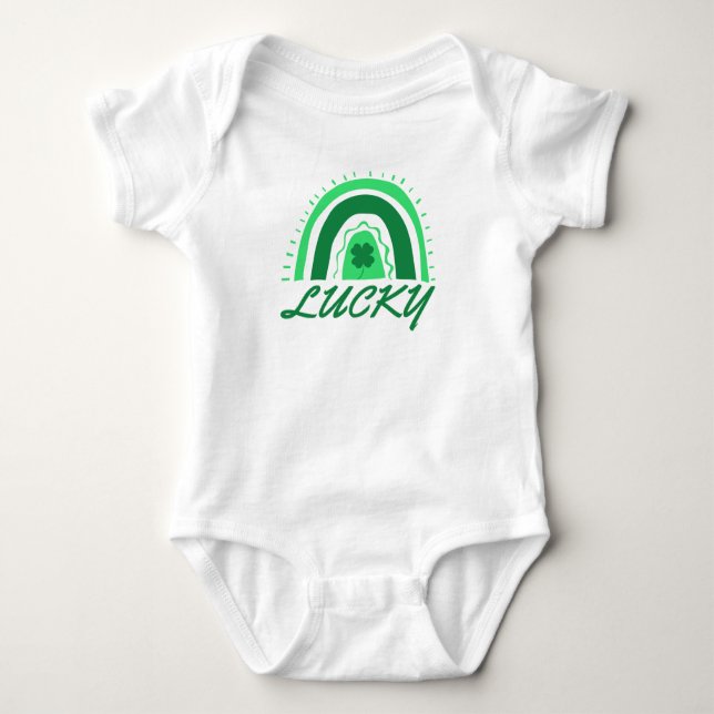 Lucky Shamrock Rainbow St Patrick's T-Shirt Baby Bodysuit (Front)