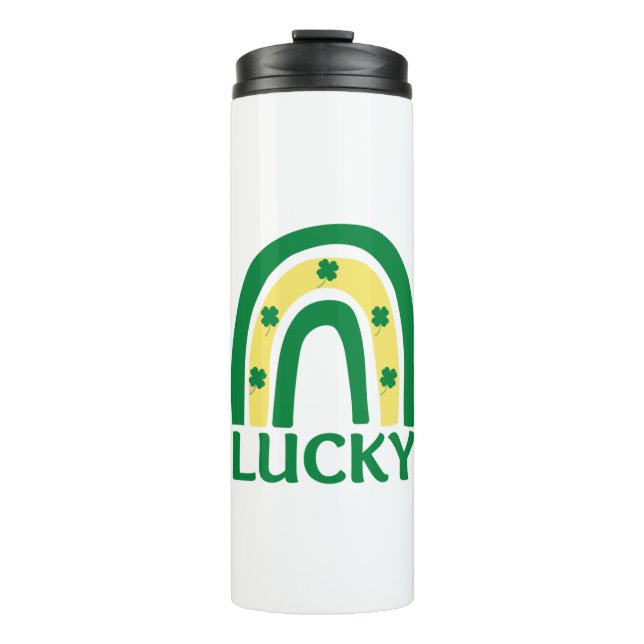 Lucky Shamrock Rainbow St Patricks Thermal Tumbler (Front)