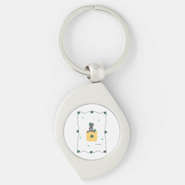 Lucky Shamrock Scottie Key Ring (Front)