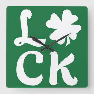 Lucky Shamrock Square Wall Clock