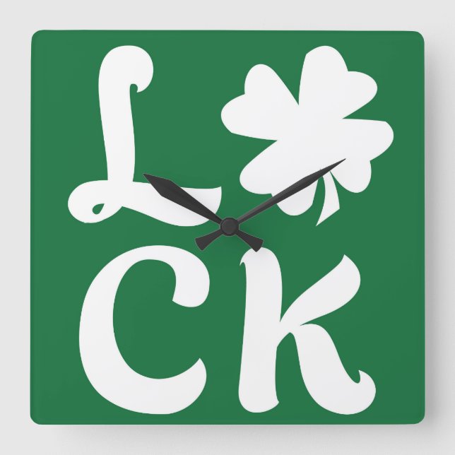 Lucky Shamrock Square Wall Clock (Front)
