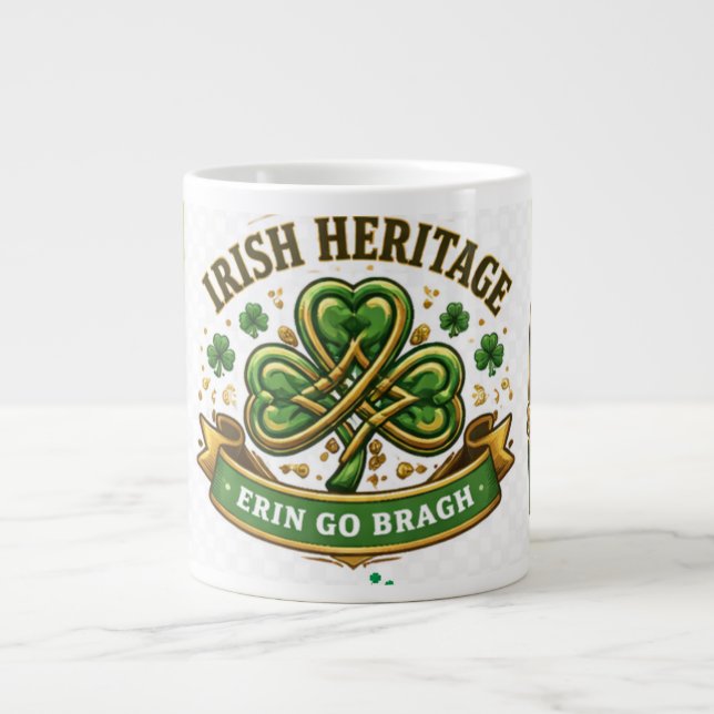 Lucky Shamrock St. Patrick’s Day Design Large Coffee Mug (Front)