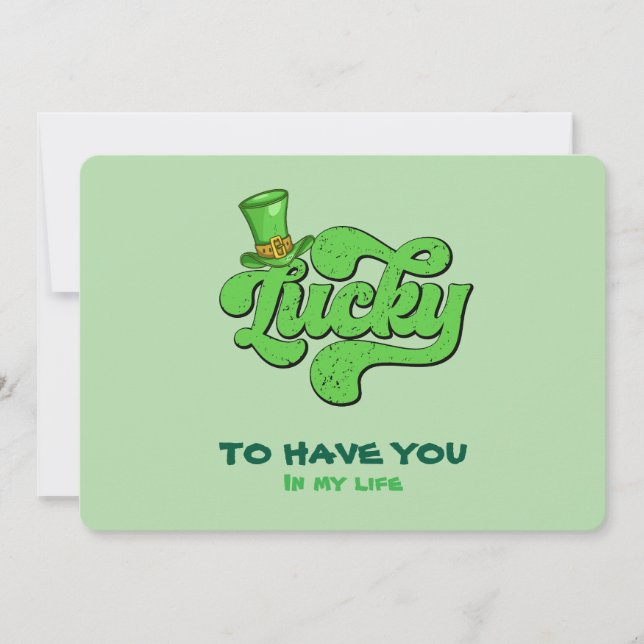Lucky Shamrock St. Patrick’s Day Flat Card  (Front)
