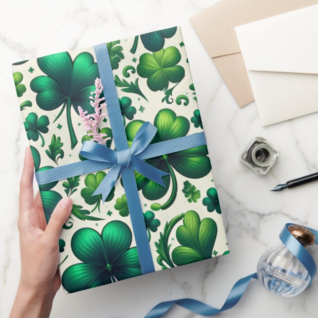Lucky Shamrock St. Patrick’s Day Gift Wrapping Pap Paper (Gifting)