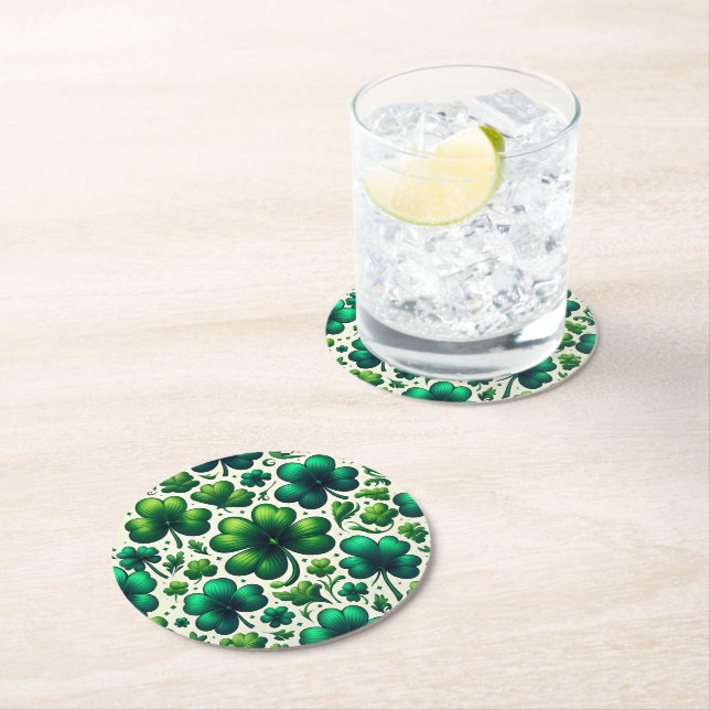 Lucky Shamrock St. Patrick’s Day Paper Coasters (Insitu)