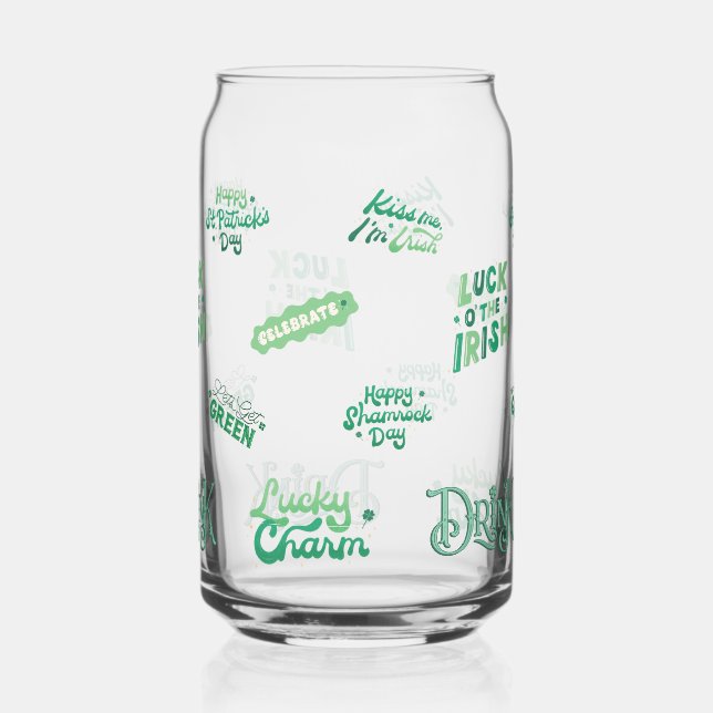 Lucky Shamrock St. Patrick’s Day Pattern  Can Glass (Front)