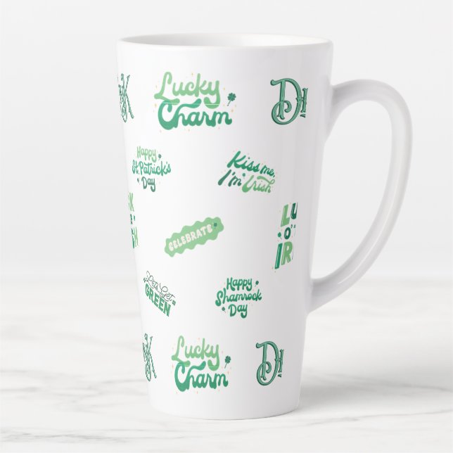 Lucky Shamrock St. Patrick’s Day Pattern  Latte Mug (Right)