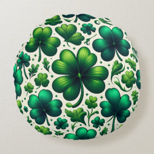 Lucky Shamrock St. Patrick’s Day Round Pillow