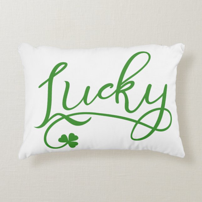Lucky Shamrock St Patricks Day Decorative Cushion (Front)