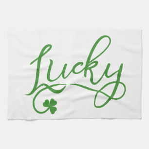 Lucky Shamrock St Patricks Day Irish Tea Towel