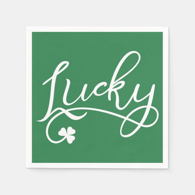 Lucky Shamrock St Patricks Day Party Napkin (Front)