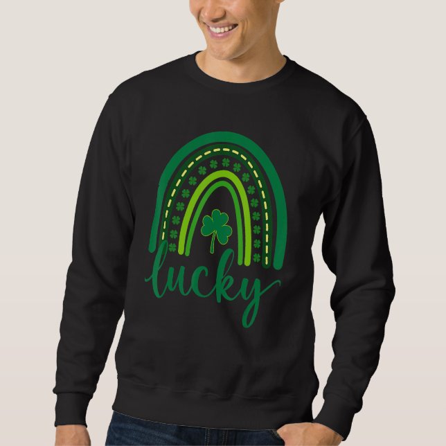 Lucky Shamrock St Patrick's Day Saint Paddy's Rain Sweatshirt (Front)
